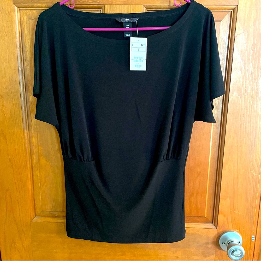 H&M Black Butterfly Sleeve Dolman Top, Juniors Size Small, NWT